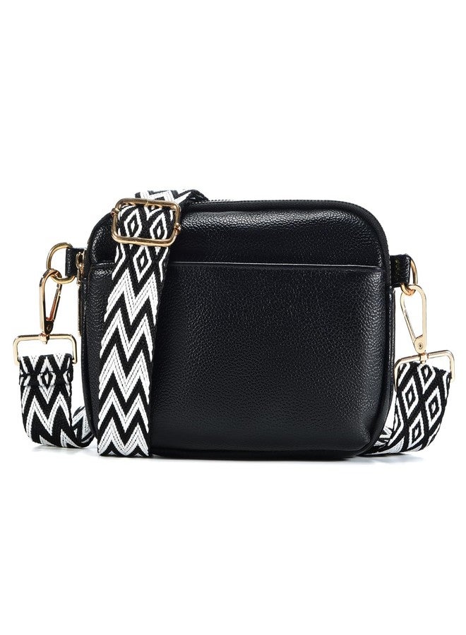 Cizenal Small Crossbody Bags for Women Vegan Leather Adjustable Strap Shoulder Handbag, Multi-Pocket Purse (Black) - Image 1